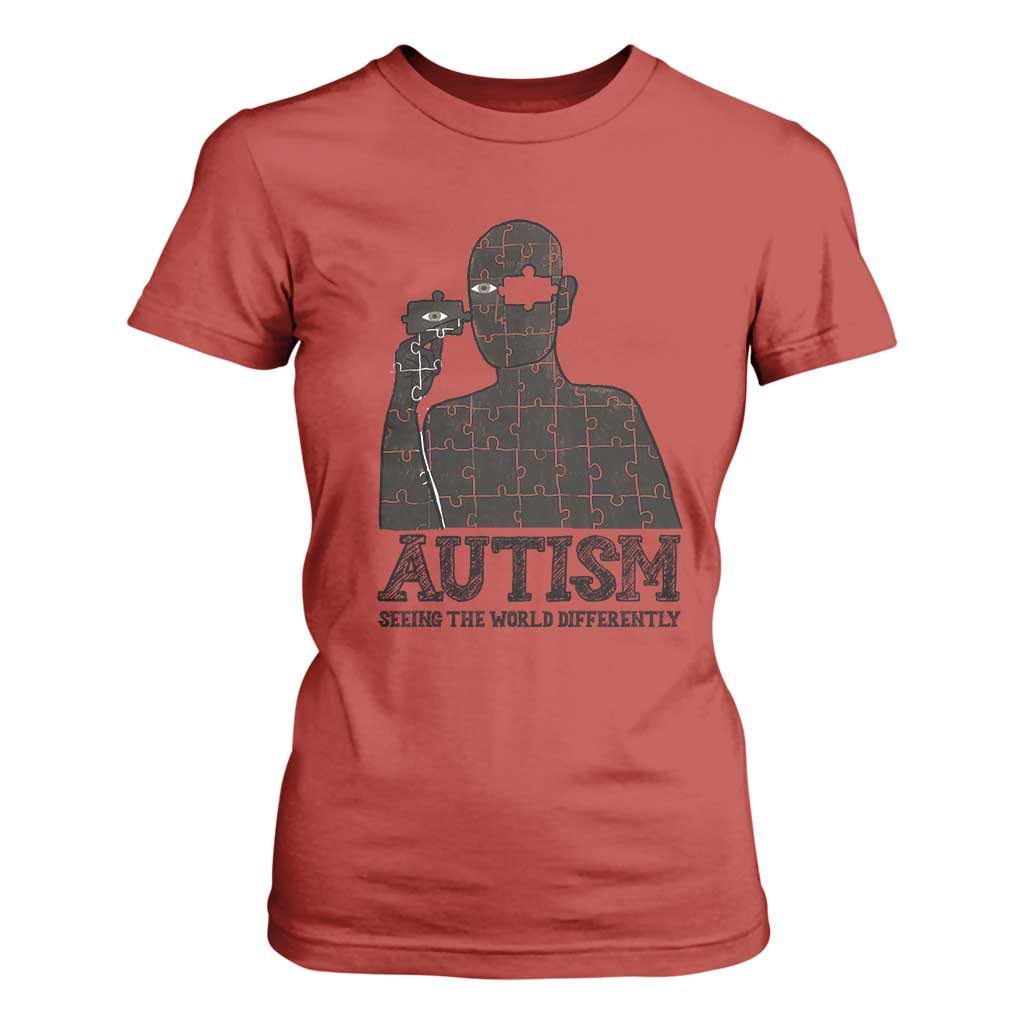 Autism Support T Shirt For Women Autistic Seeing The World From A Different Angle Aesthetic