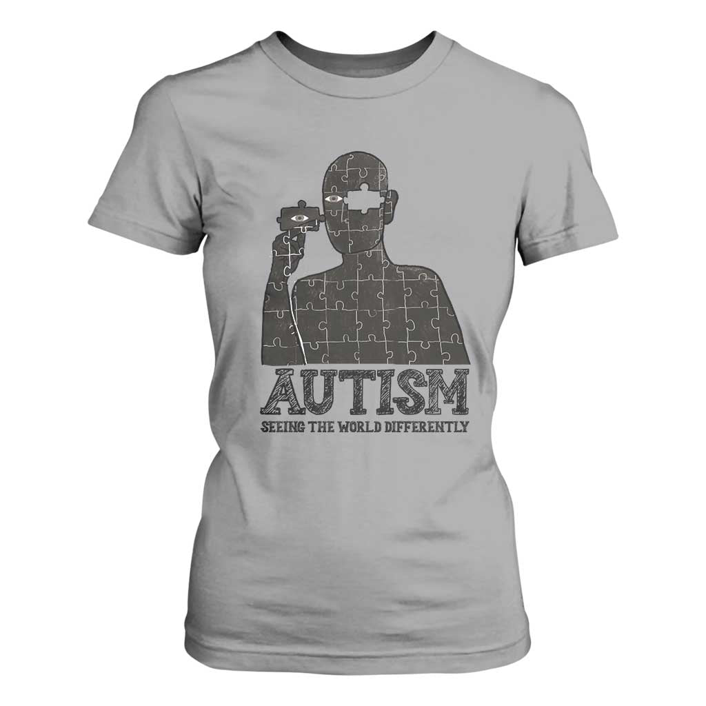 Autism Support T Shirt For Women Autistic Seeing The World From A Different Angle Aesthetic