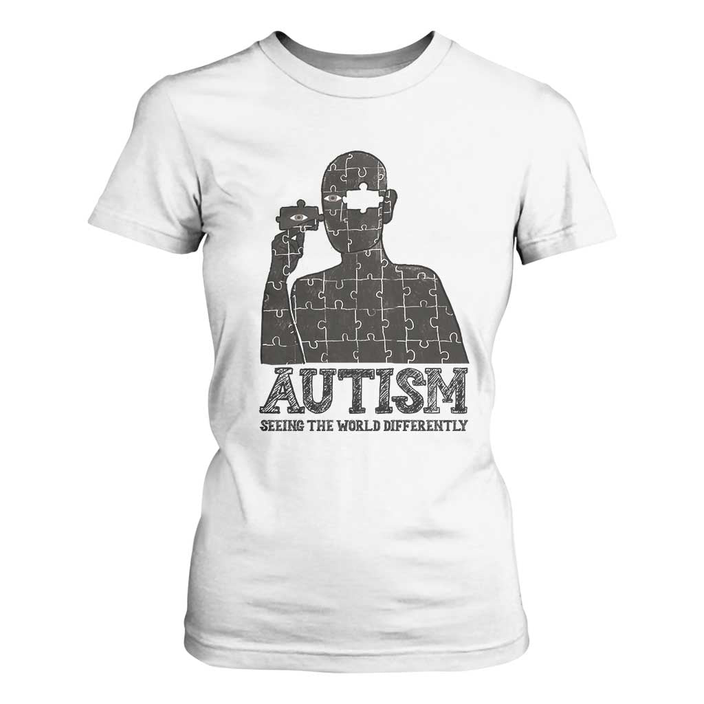 Autism Support T Shirt For Women Autistic Seeing The World From A Different Angle Aesthetic