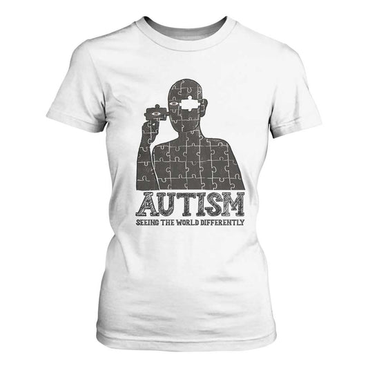 Autism Support T Shirt For Women Autistic Seeing The World From A Different Angle Aesthetic