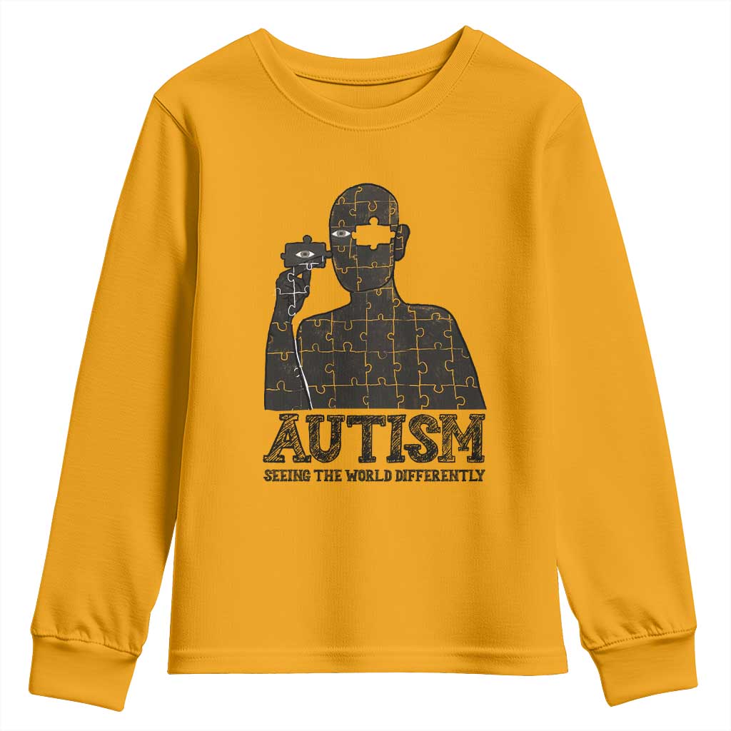 Autism Support Youth Sweatshirt Autistic Seeing The World From A Different Angle Aesthetic