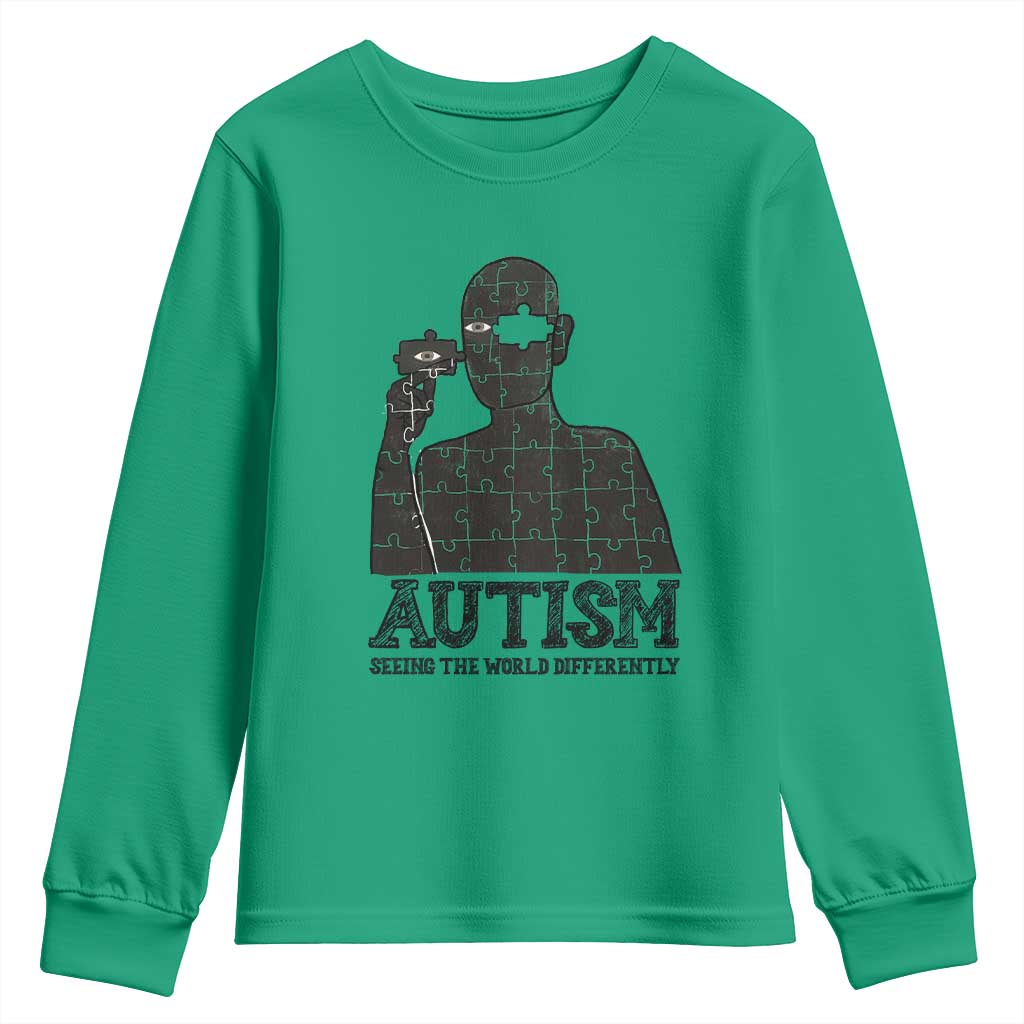 Autism Support Youth Sweatshirt Autistic Seeing The World From A Different Angle Aesthetic