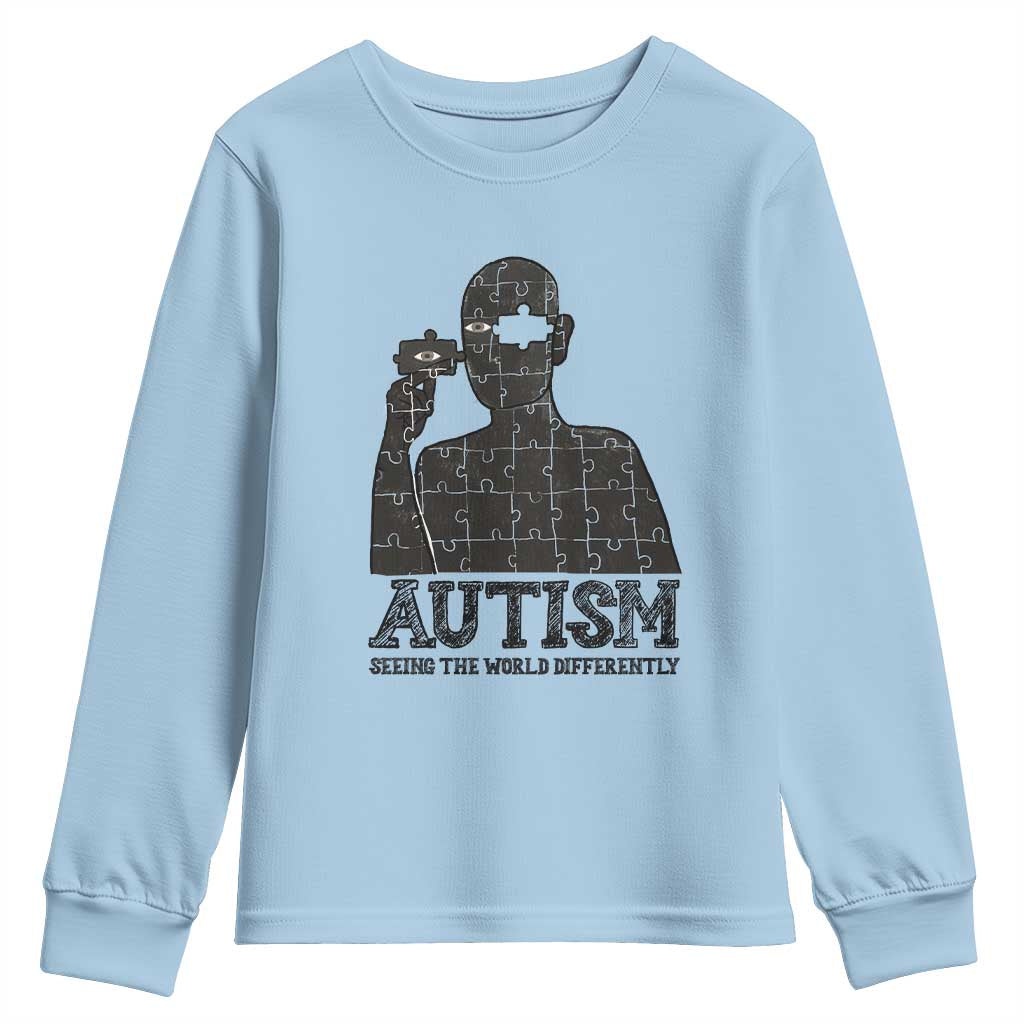 Autism Support Youth Sweatshirt Autistic Seeing The World From A Different Angle Aesthetic