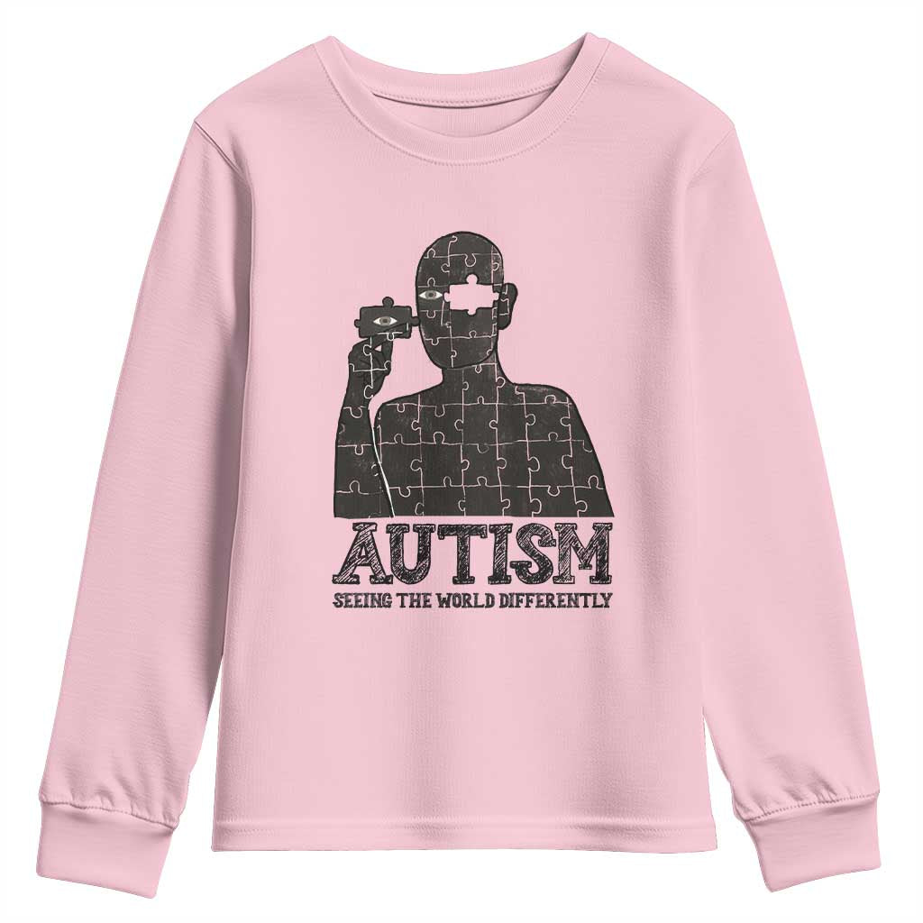 Autism Support Youth Sweatshirt Autistic Seeing The World From A Different Angle Aesthetic