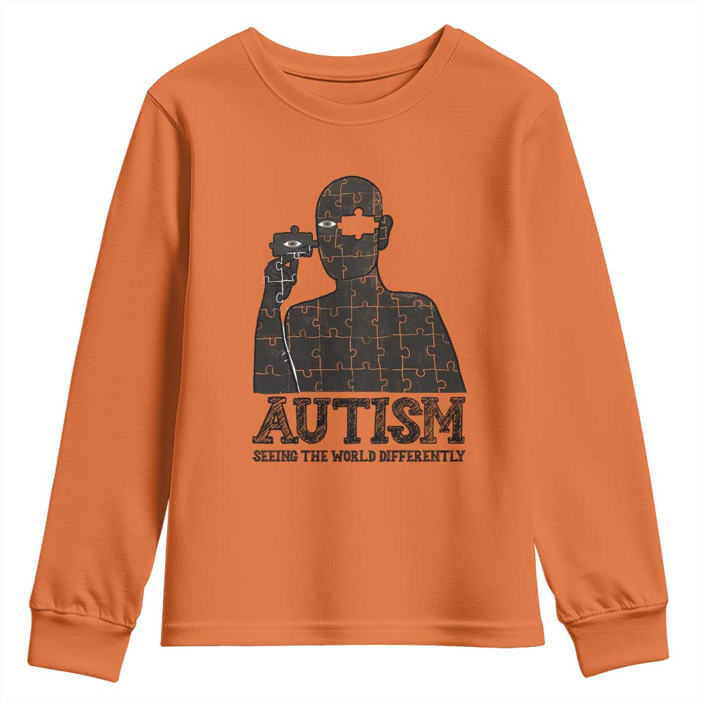 Autism Support Youth Sweatshirt Autistic Seeing The World From A Different Angle Aesthetic