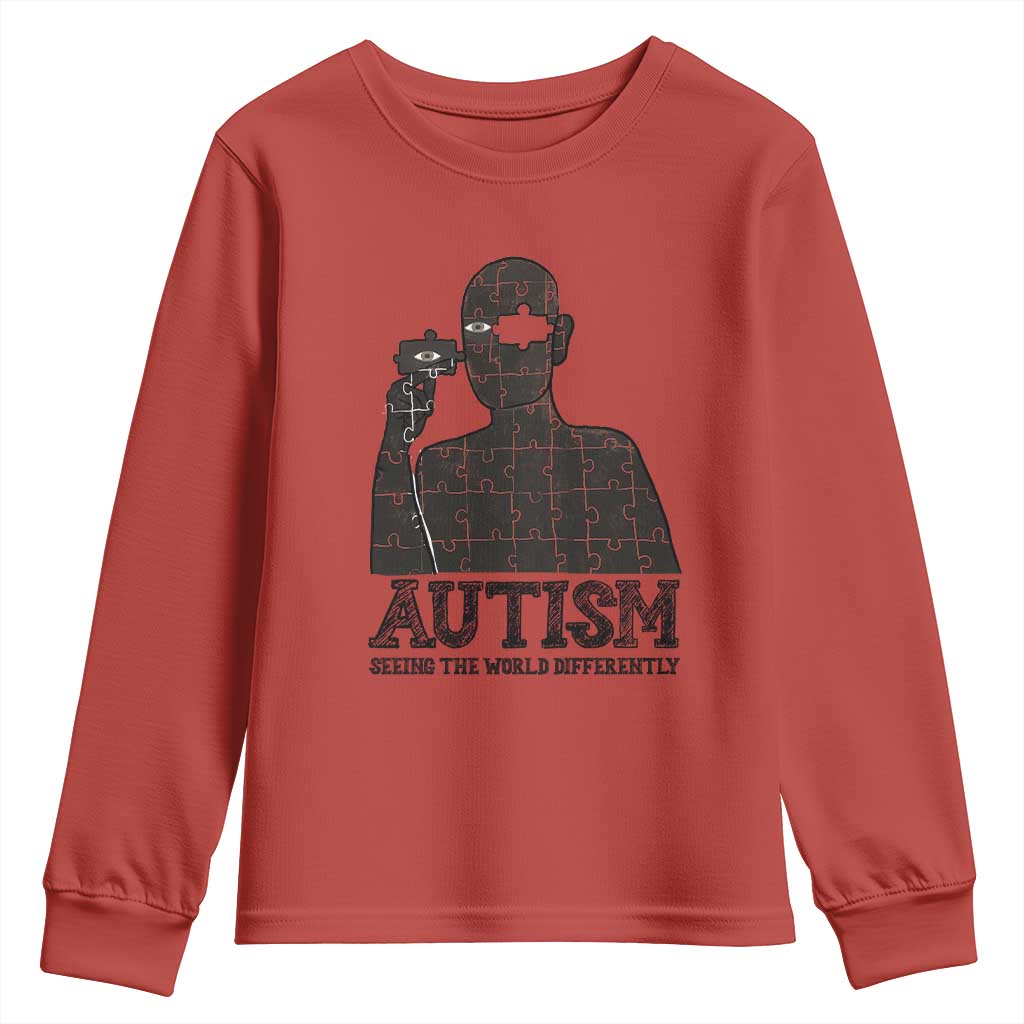 Autism Support Youth Sweatshirt Autistic Seeing The World From A Different Angle Aesthetic