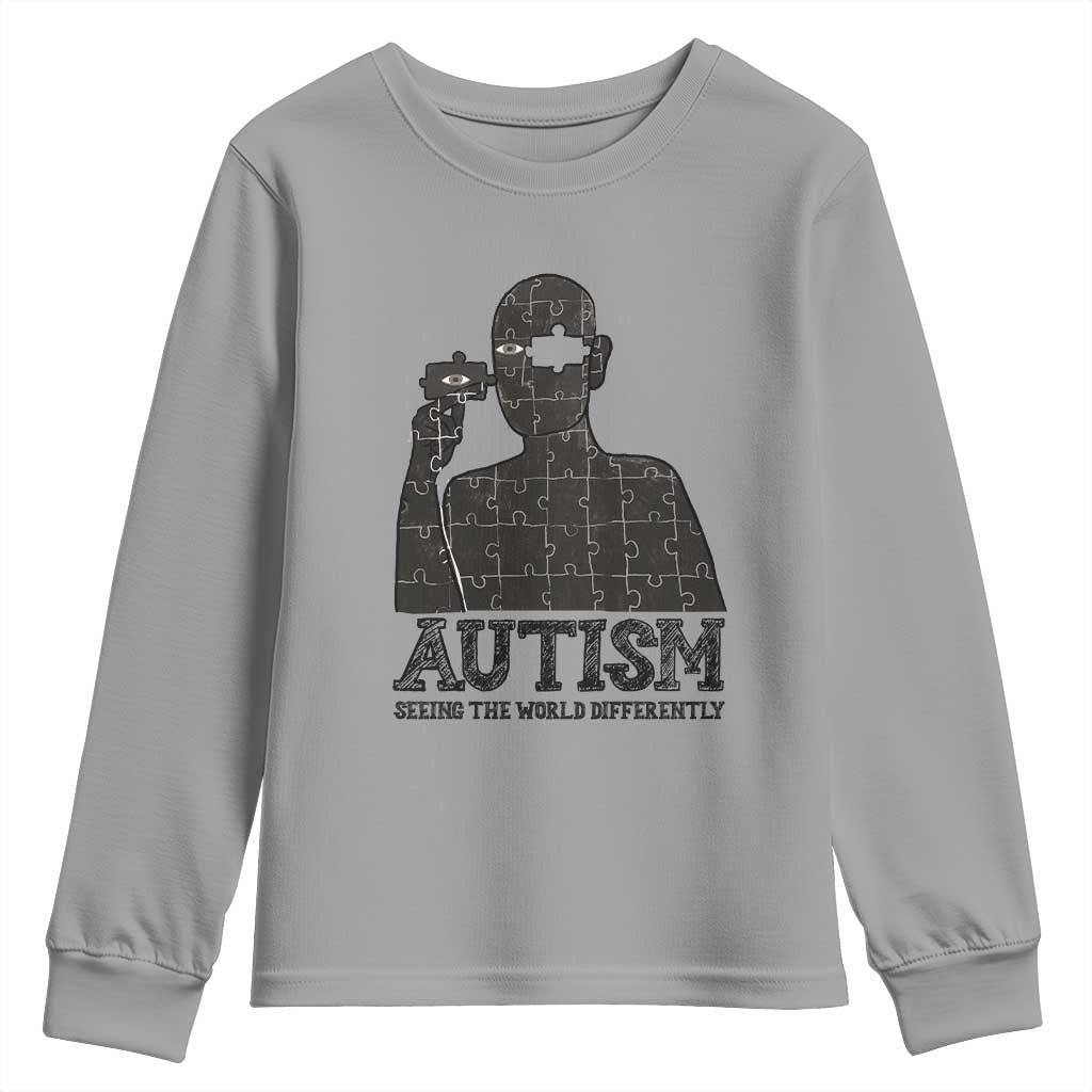 Autism Support Youth Sweatshirt Autistic Seeing The World From A Different Angle Aesthetic