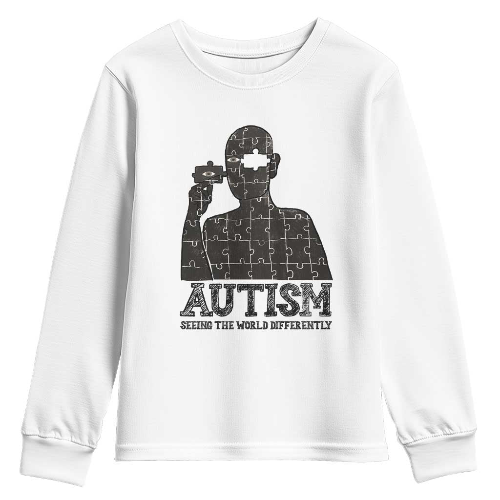 Autism Support Youth Sweatshirt Autistic Seeing The World From A Different Angle Aesthetic