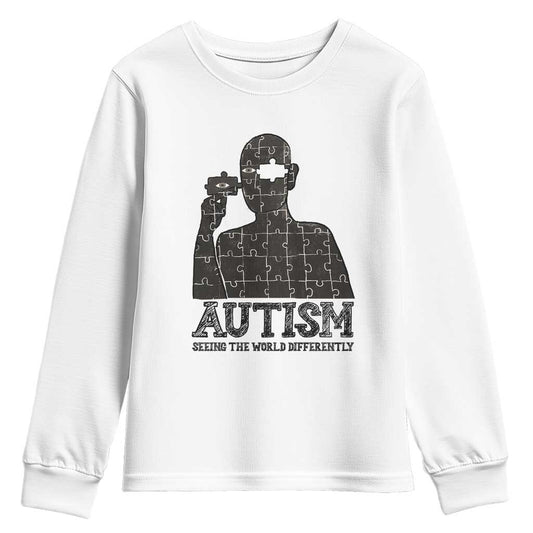 Autism Support Youth Sweatshirt Autistic Seeing The World From A Different Angle Aesthetic