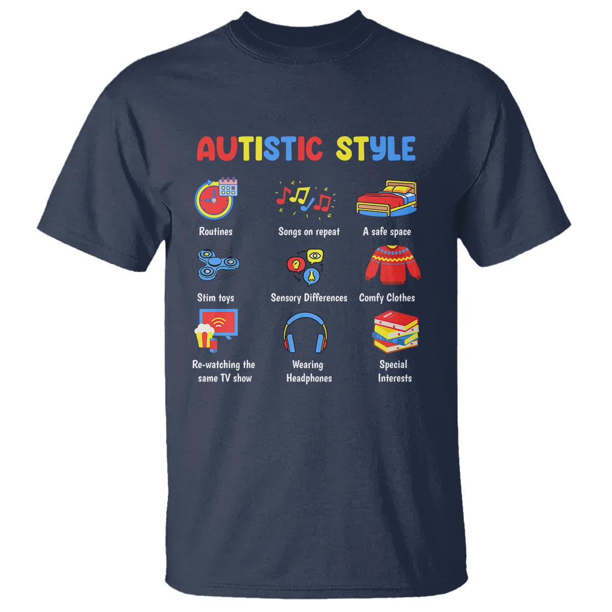 autism-awareness-t-shirt-autistic-style-routines-song-on-repeat-stim-toys-sensory-differences