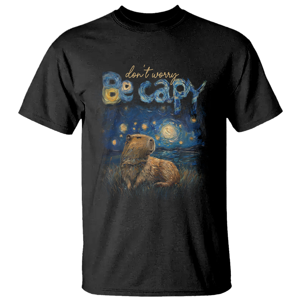 capybara-lover-t-shirt-dont-worry-be-capy-starry-night