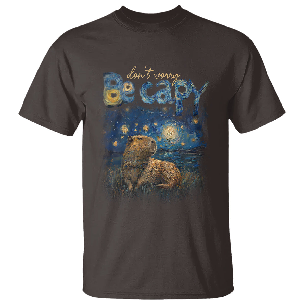 capybara-lover-t-shirt-dont-worry-be-capy-starry-night