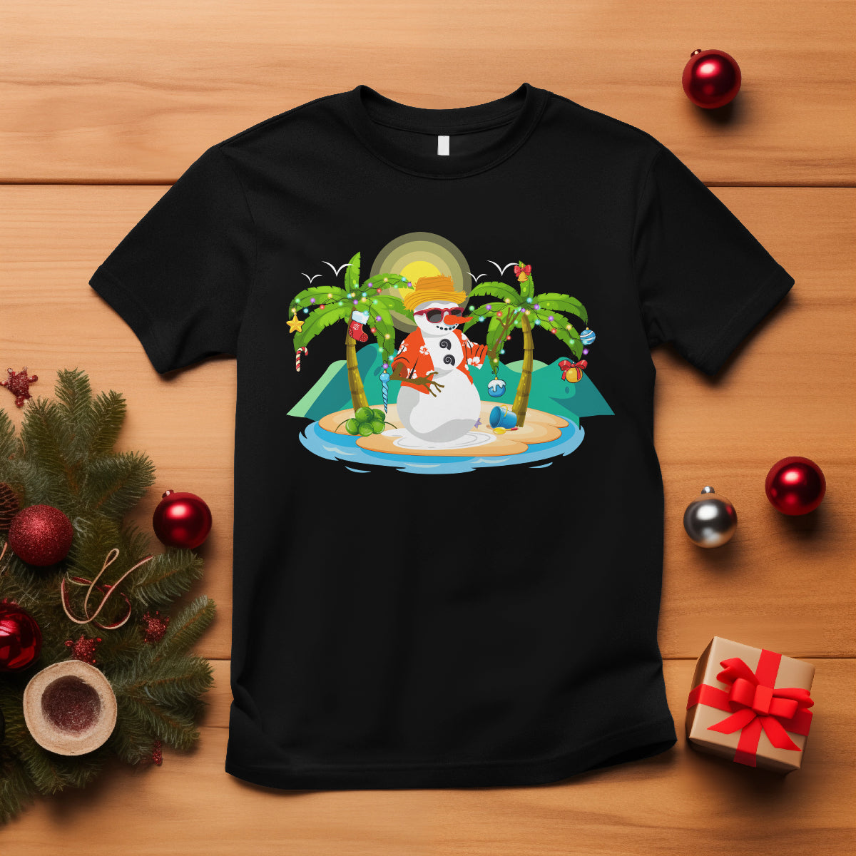 christmas-in-hawaii-t-shirt-hawaiian-snowman-xmas-palm-tree-at-the-beach