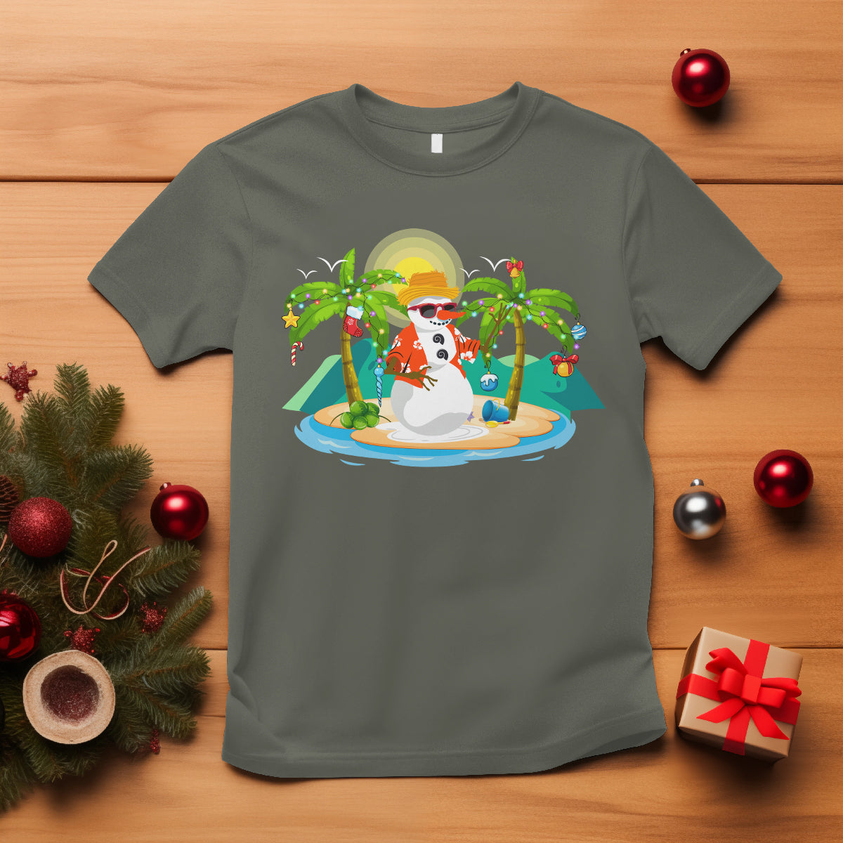 christmas-in-hawaii-t-shirt-hawaiian-snowman-xmas-palm-tree-at-the-beach