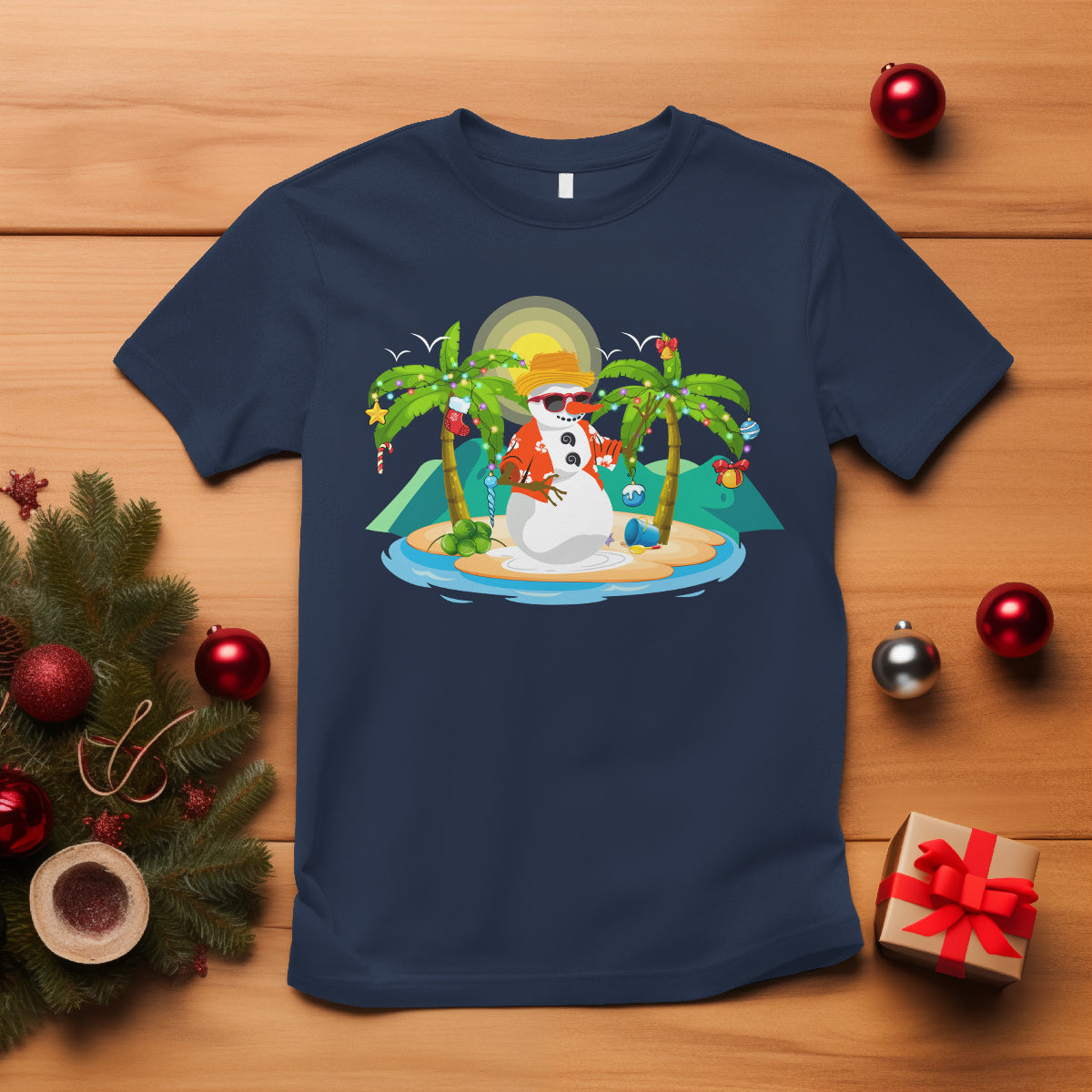 christmas-in-hawaii-t-shirt-hawaiian-snowman-xmas-palm-tree-at-the-beach