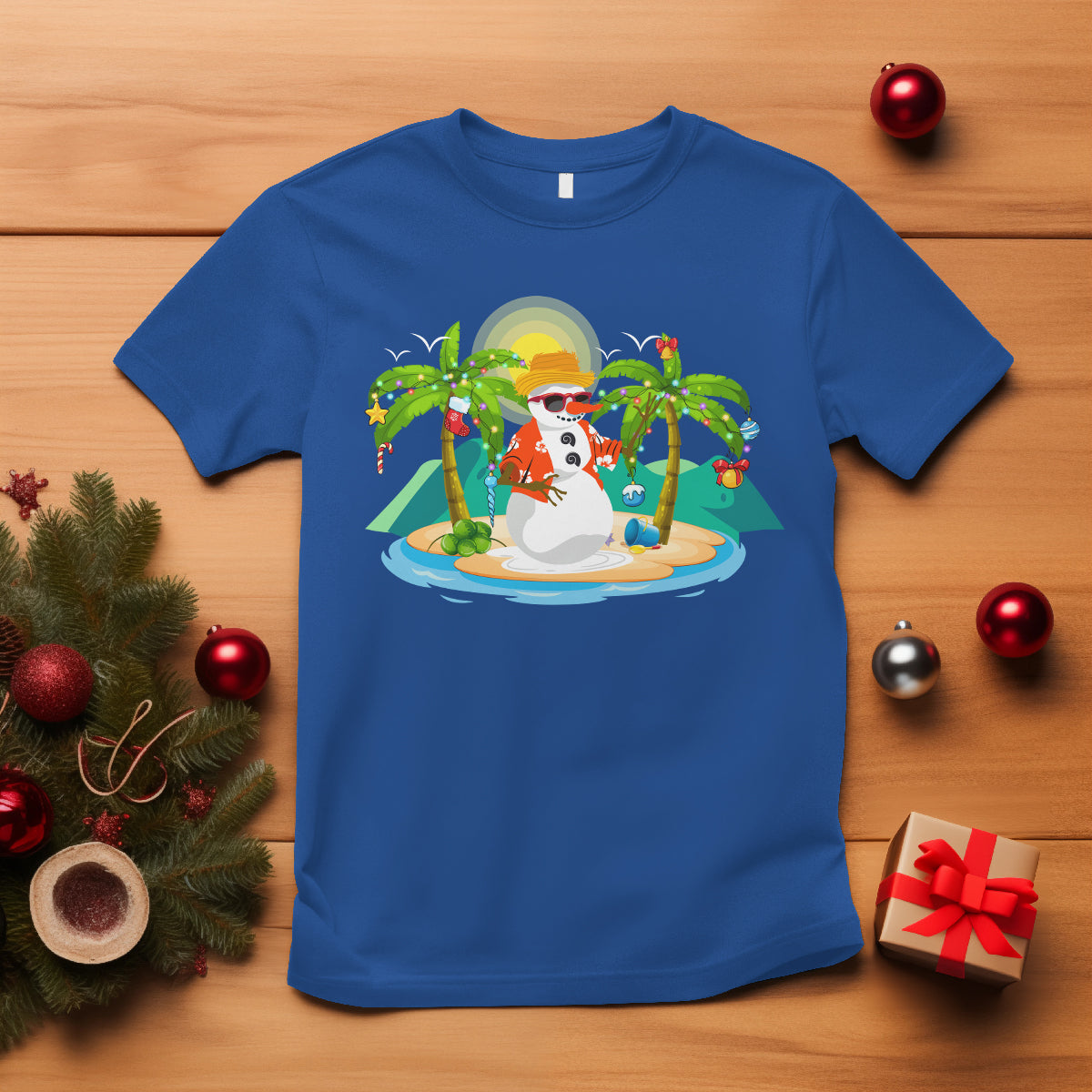 christmas-in-hawaii-t-shirt-hawaiian-snowman-xmas-palm-tree-at-the-beach