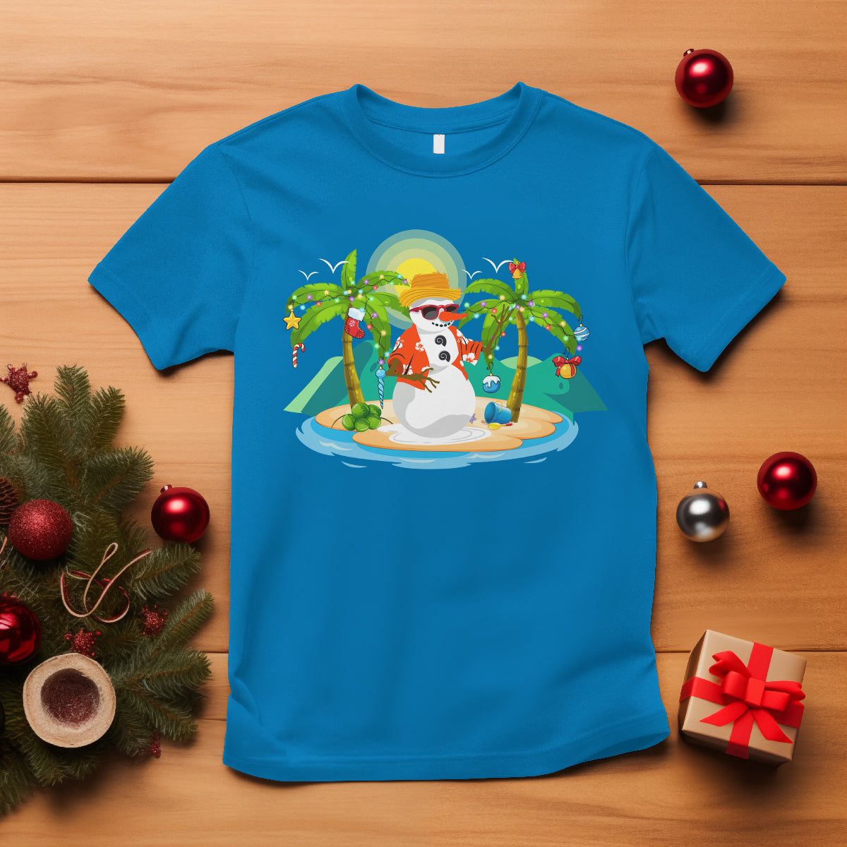 christmas-in-hawaii-t-shirt-hawaiian-snowman-xmas-palm-tree-at-the-beach