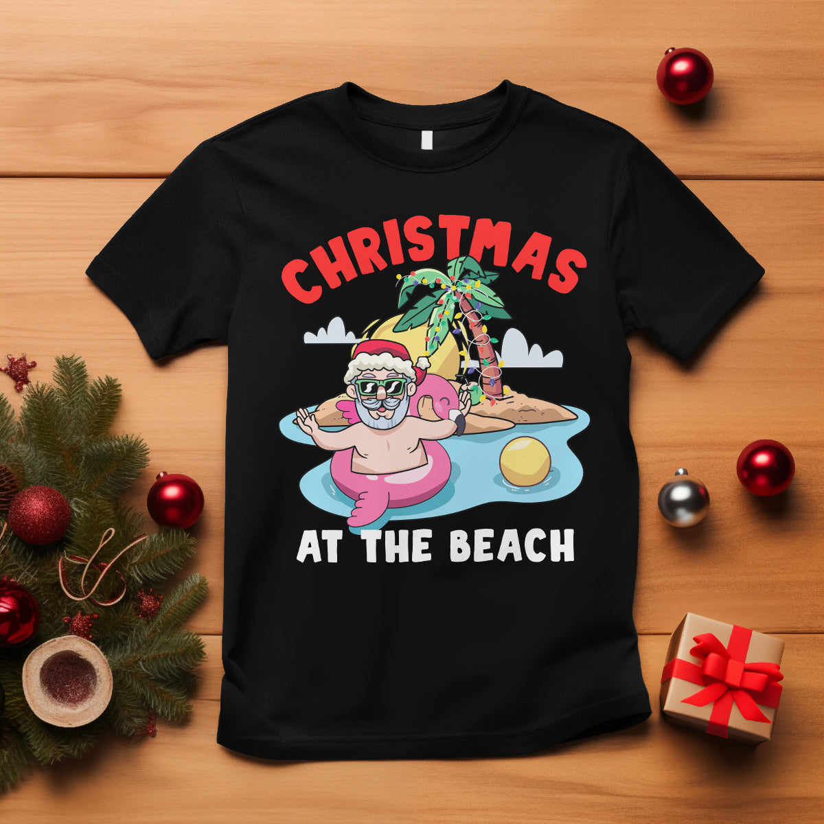 funny-flamingo-float-santa-claus-christmas-at-the-beach-t-shirt