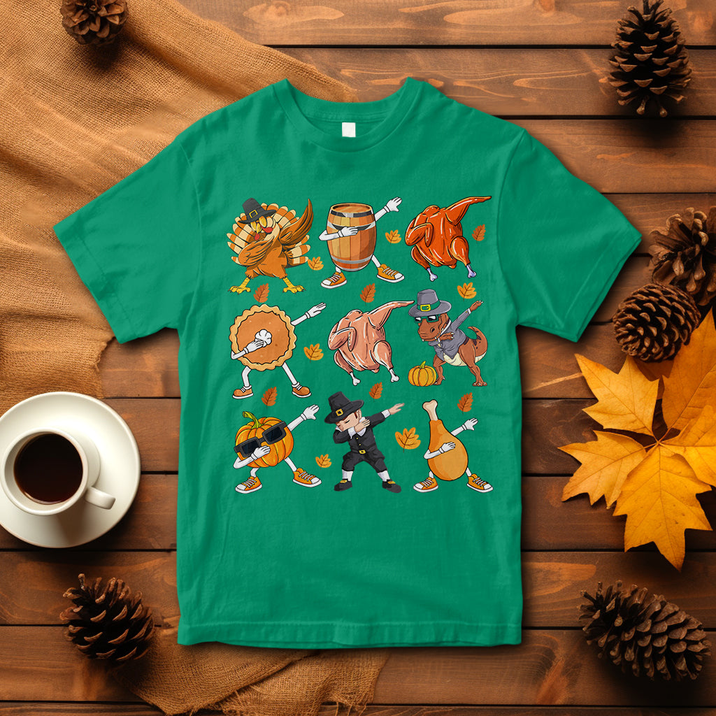 dabbing-turkey-t-rex-pilgrim-pumpkin-pie-funny-thanksgiving-t-shirt