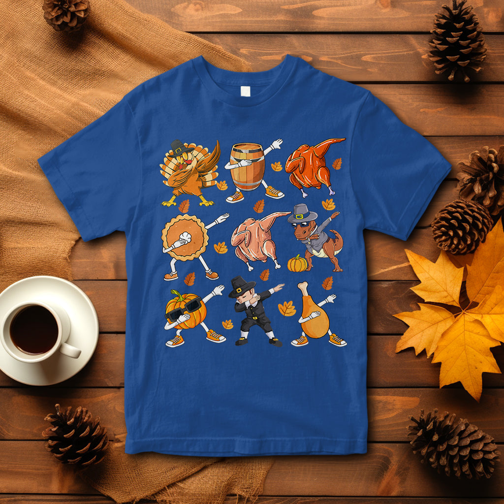dabbing-turkey-t-rex-pilgrim-pumpkin-pie-funny-thanksgiving-t-shirt