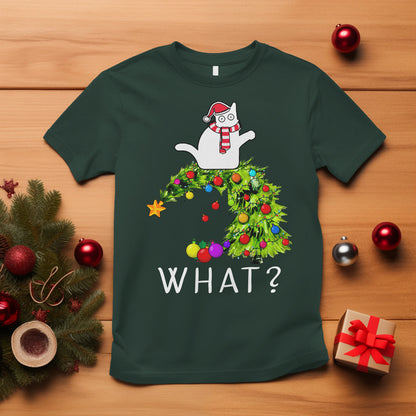what-cat-pushing-christmas-tree-xmas-mischievous-cat-lover-t-shirt
