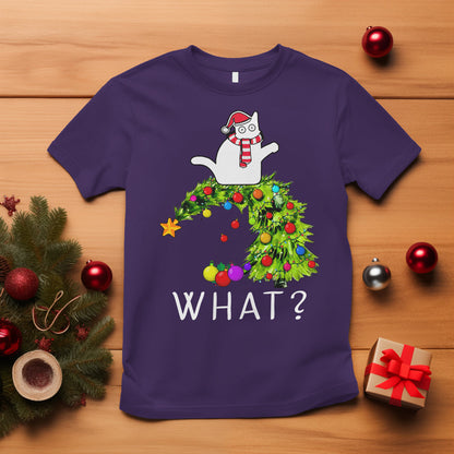 what-cat-pushing-christmas-tree-xmas-mischievous-cat-lover-t-shirt
