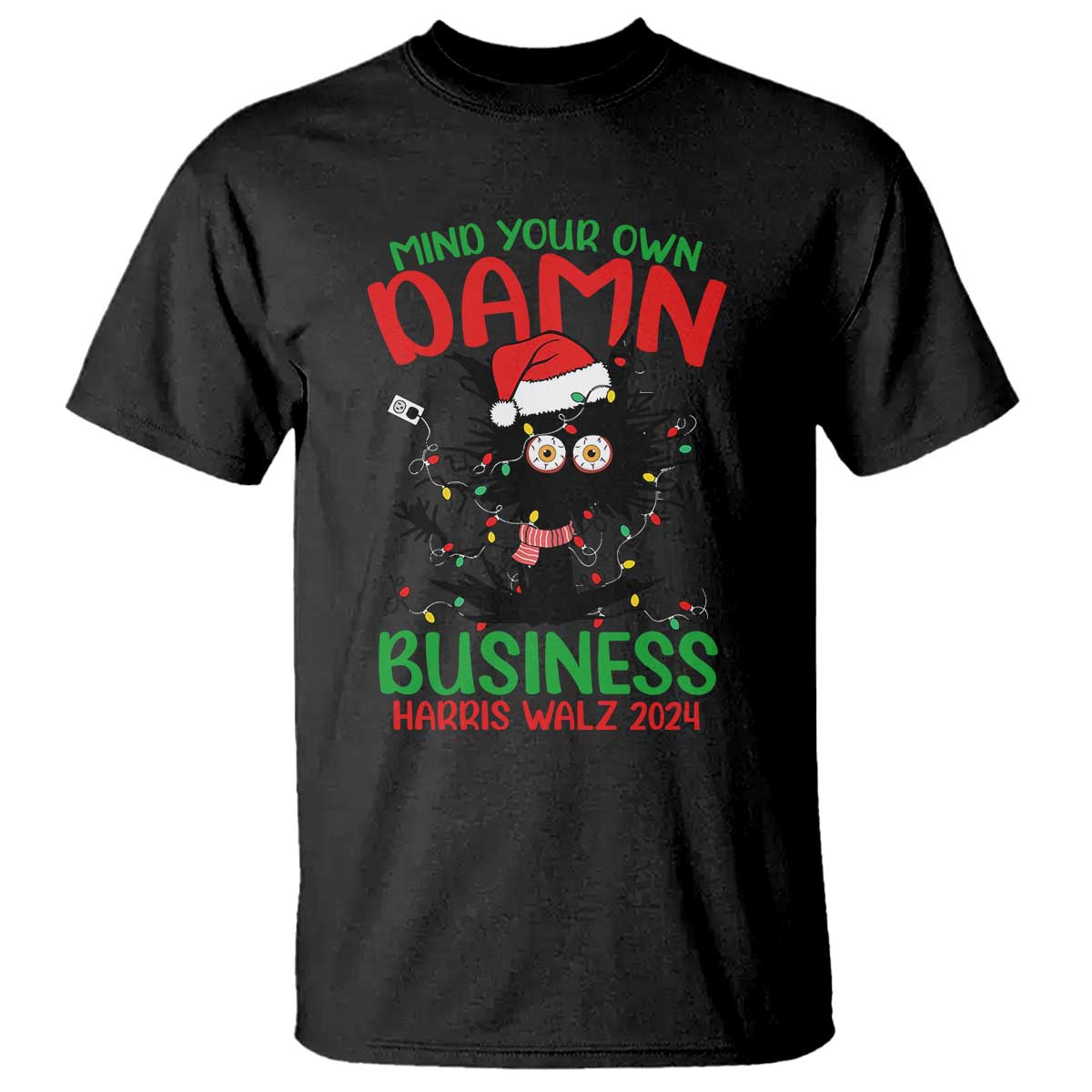 christmas-harris-walz-t-shirt-funny-santa-cat-mind-your-own-damn-business