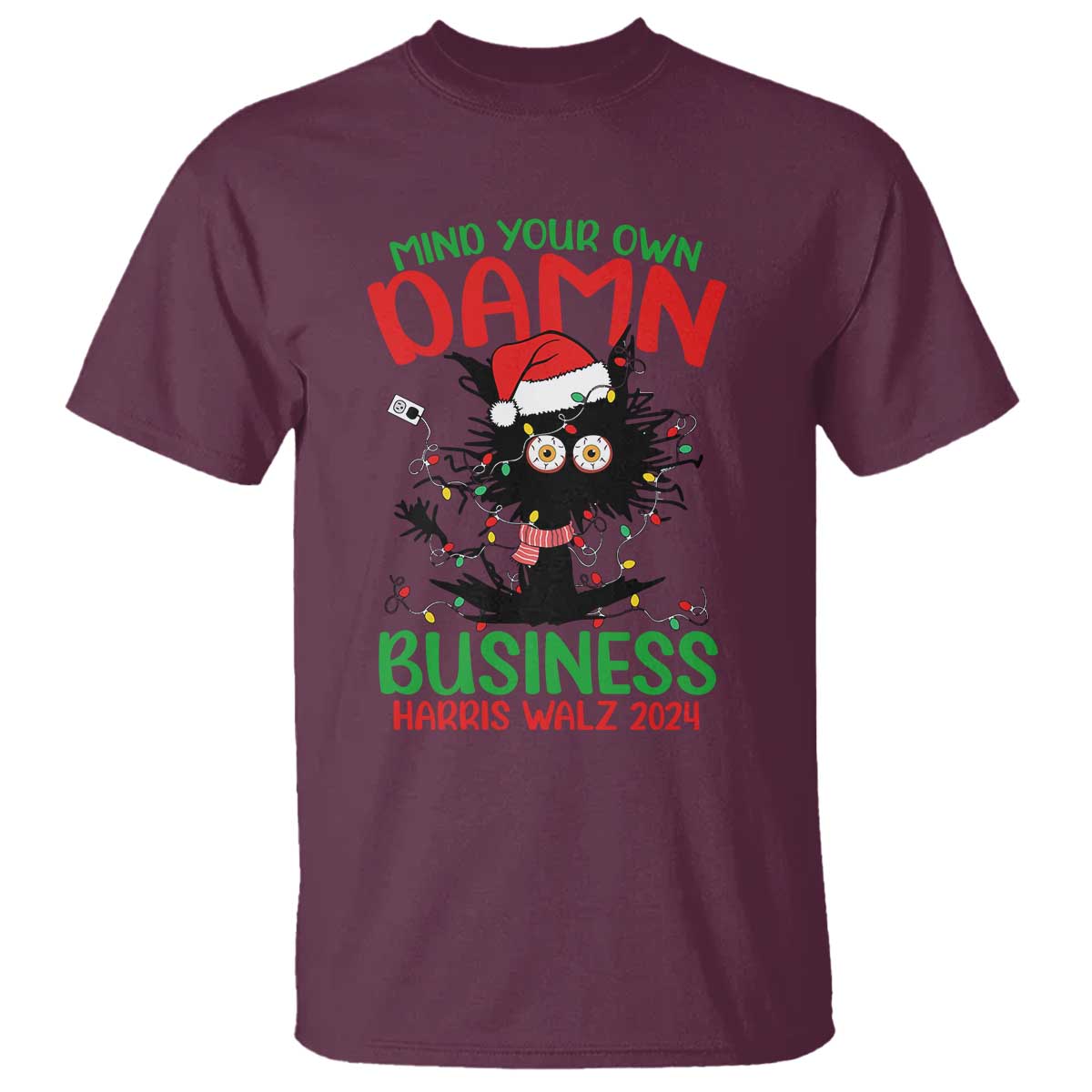 christmas-harris-walz-t-shirt-funny-santa-cat-mind-your-own-damn-business