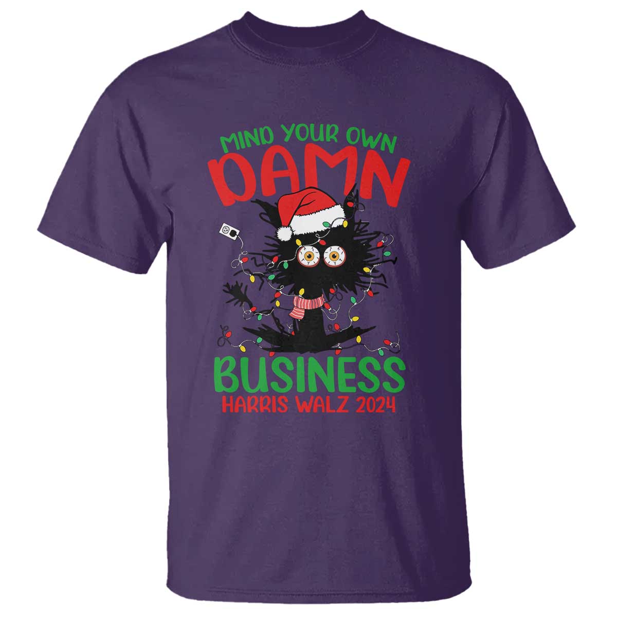 christmas-harris-walz-t-shirt-funny-santa-cat-mind-your-own-damn-business