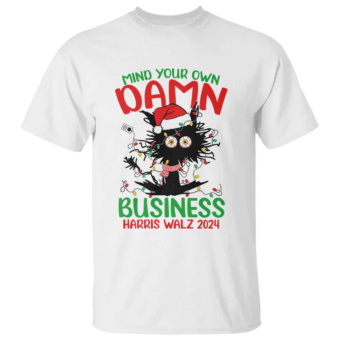 christmas-harris-walz-t-shirt-funny-santa-cat-mind-your-own-damn-business