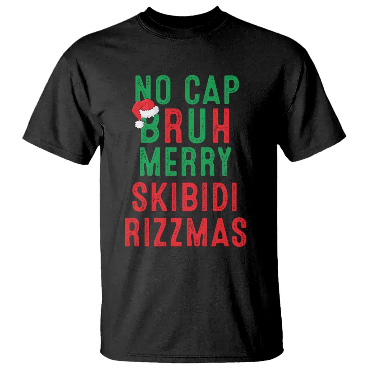 funny-xmas-t-shirt-no-cap-bruh-merry-skibidi-rizzmas