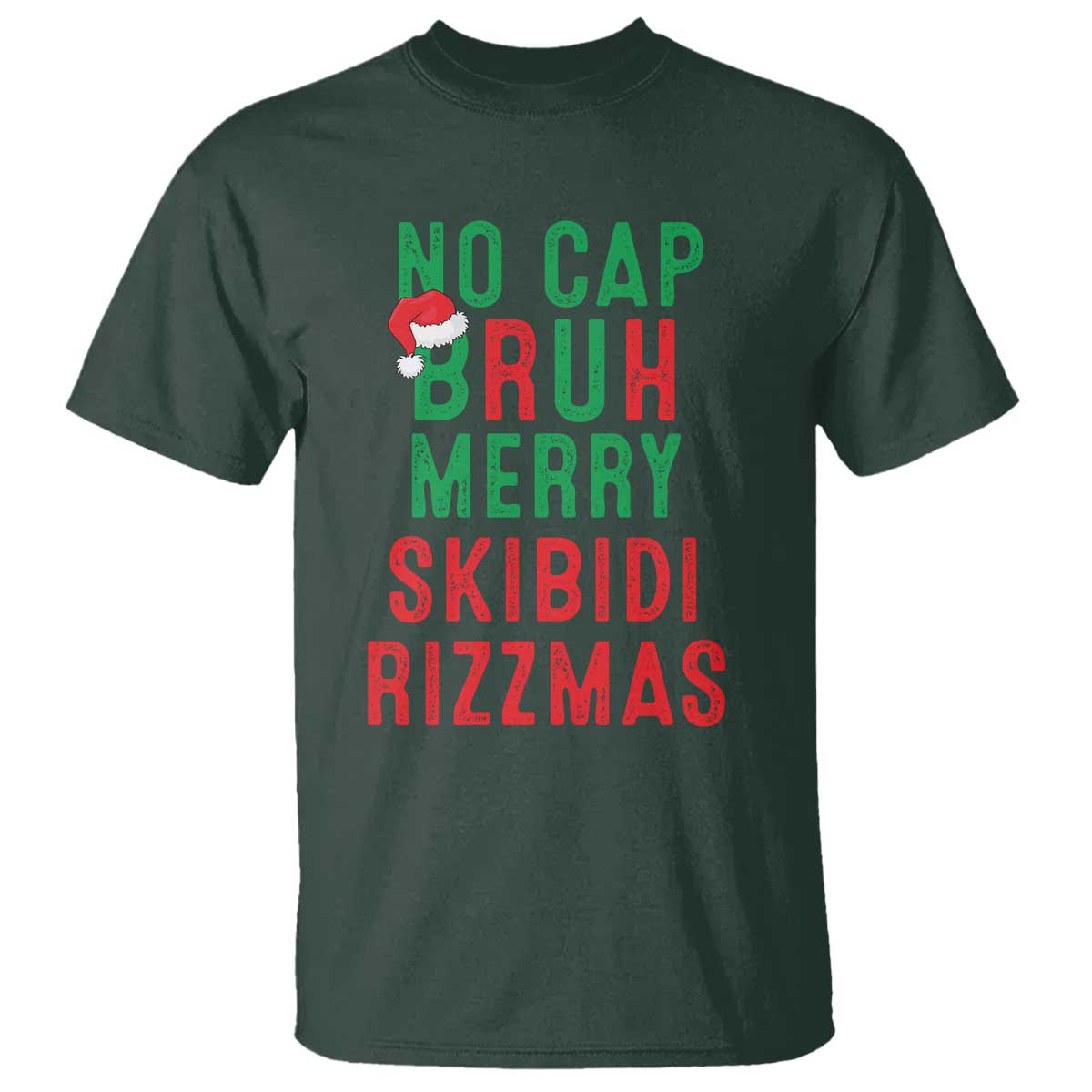 funny-xmas-t-shirt-no-cap-bruh-merry-skibidi-rizzmas