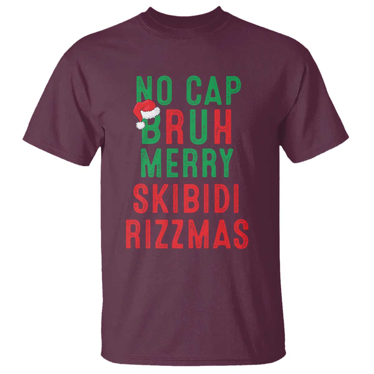 funny-xmas-t-shirt-no-cap-bruh-merry-skibidi-rizzmas
