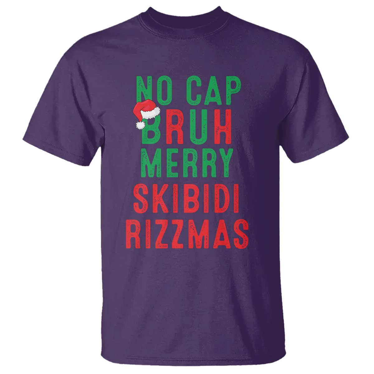 funny-xmas-t-shirt-no-cap-bruh-merry-skibidi-rizzmas