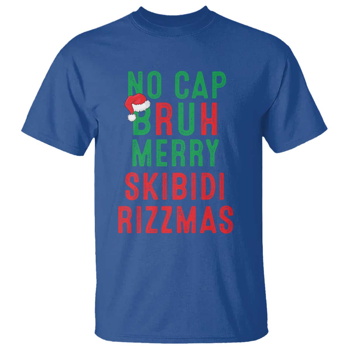 funny-xmas-t-shirt-no-cap-bruh-merry-skibidi-rizzmas