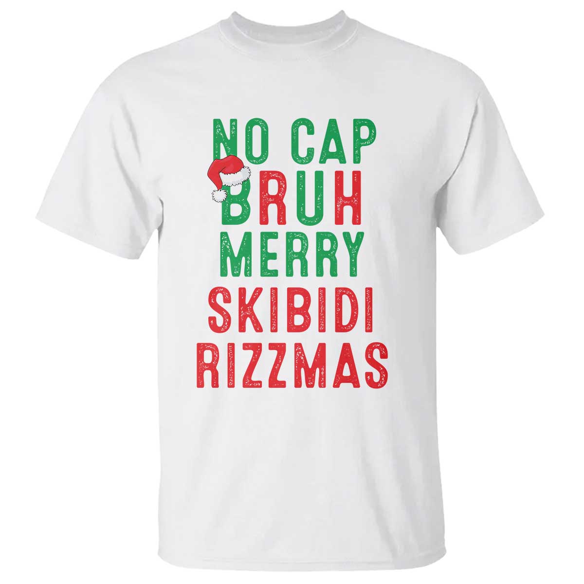 funny-xmas-t-shirt-no-cap-bruh-merry-skibidi-rizzmas