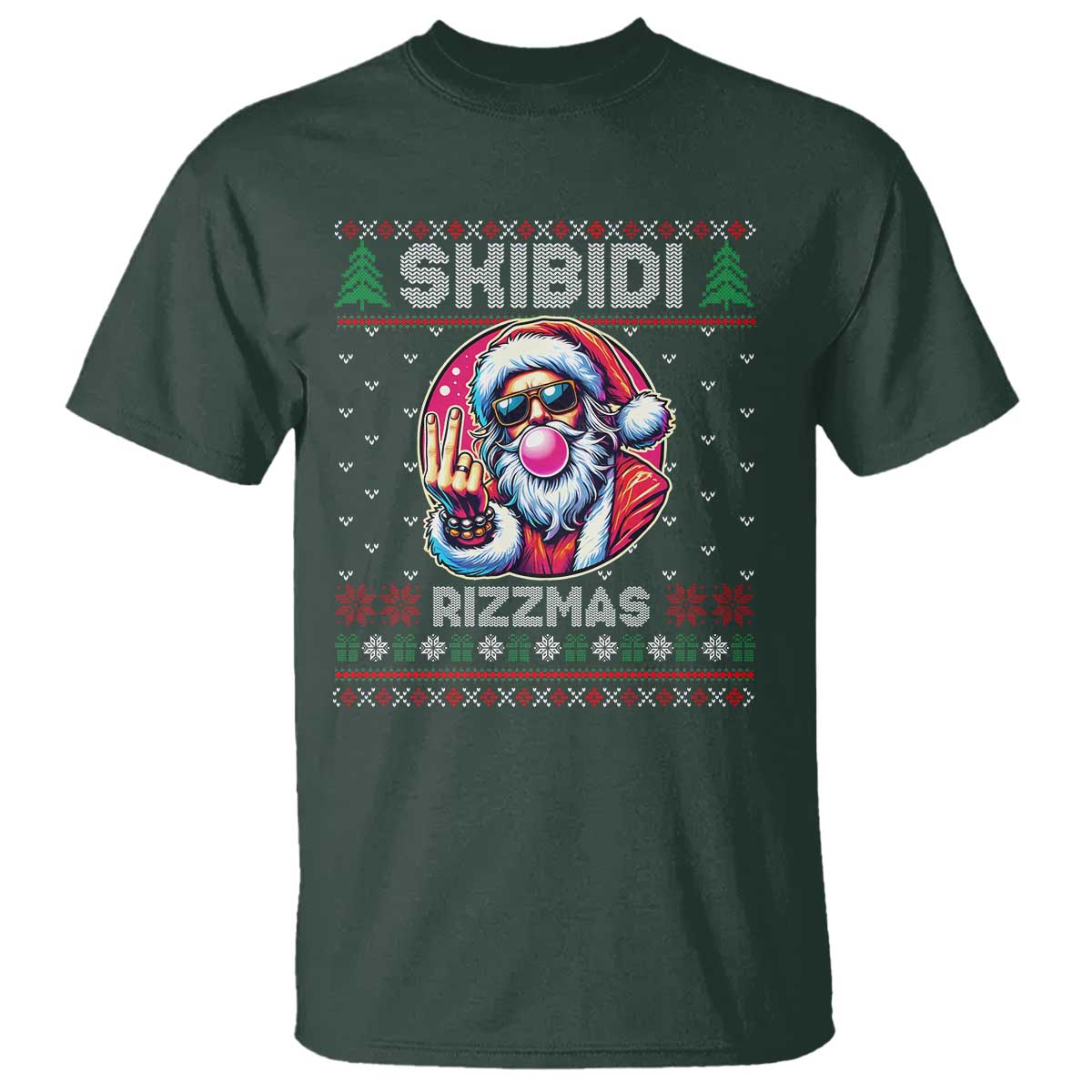 funny-xmas-t-shirt-skibidi-rizzmas-santa-bubble-gum
