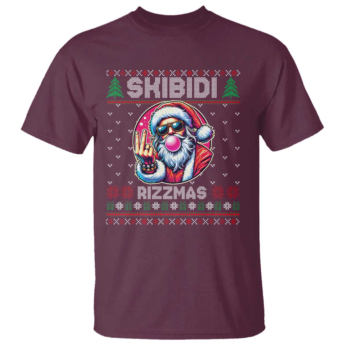 funny-xmas-t-shirt-skibidi-rizzmas-santa-bubble-gum