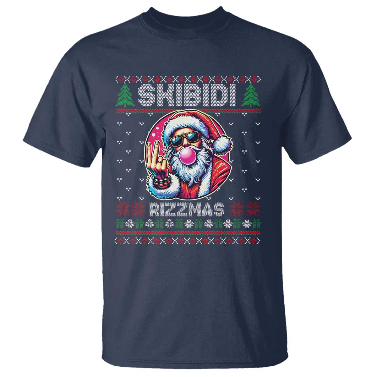funny-xmas-t-shirt-skibidi-rizzmas-santa-bubble-gum