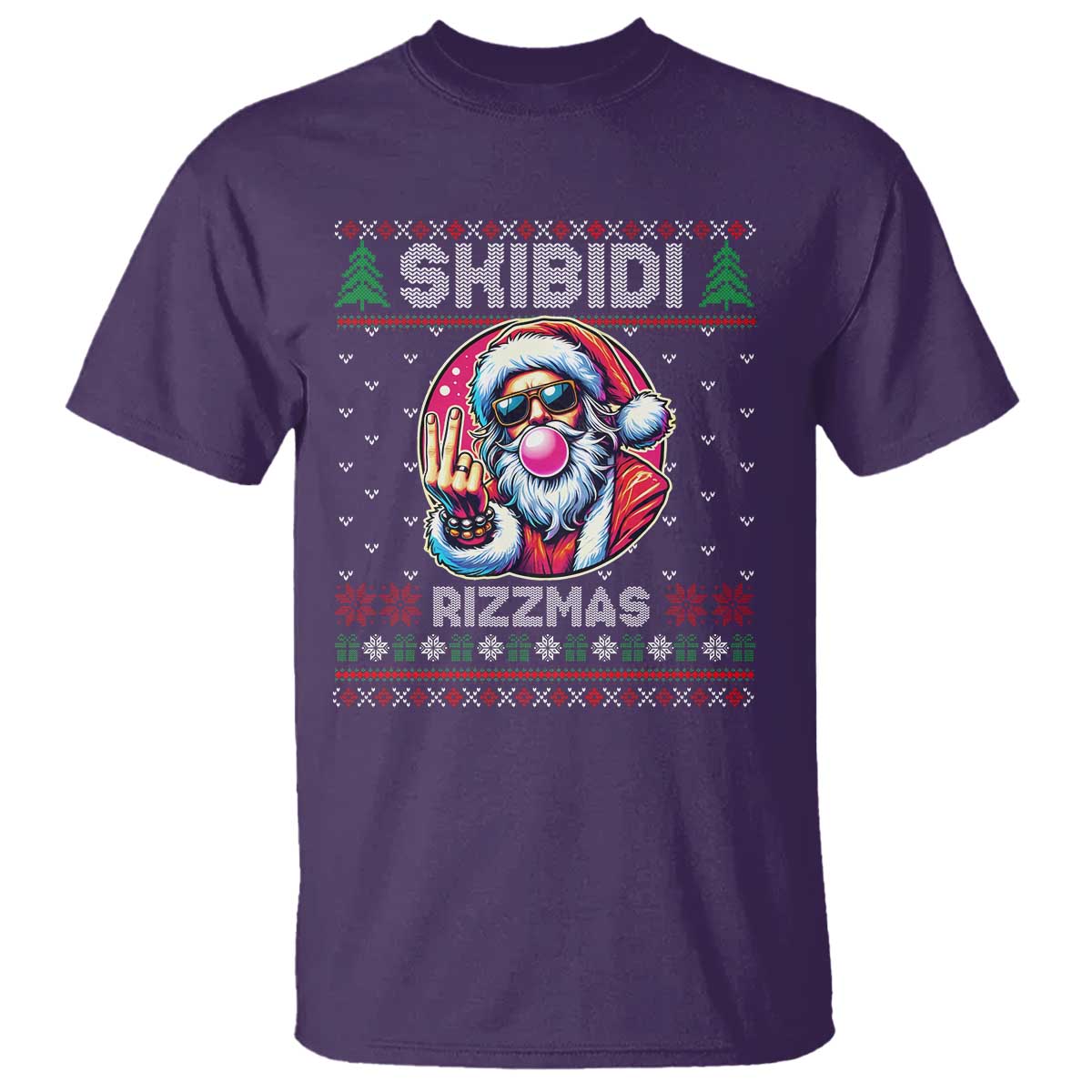 funny-xmas-t-shirt-skibidi-rizzmas-santa-bubble-gum