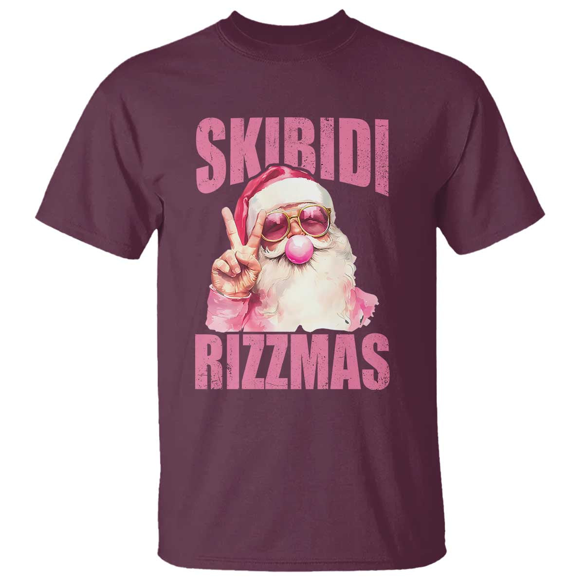 funny-xmas-t-shirt-skibidi-rizzmas-pink-santa-bubble-gum