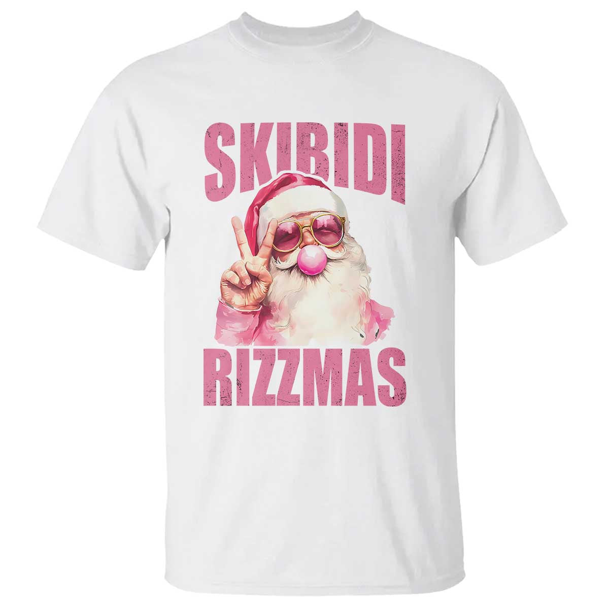 funny-xmas-t-shirt-skibidi-rizzmas-pink-santa-bubble-gum