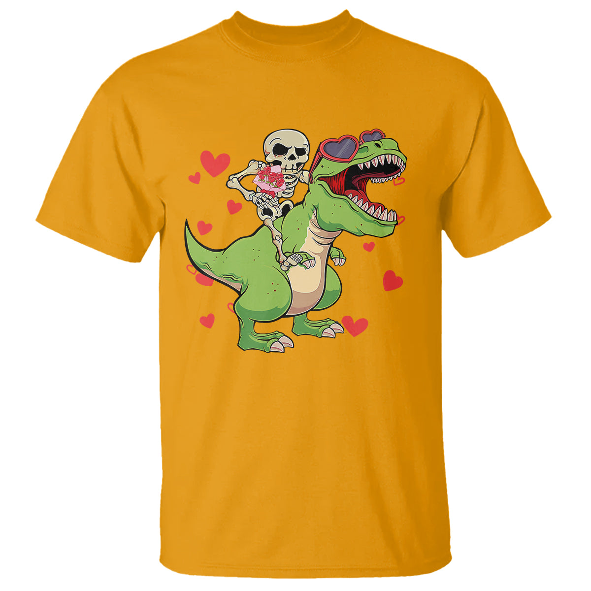 valentines-day-t-shirt-skeleton-riding-dinosaur-rose-bouquet
