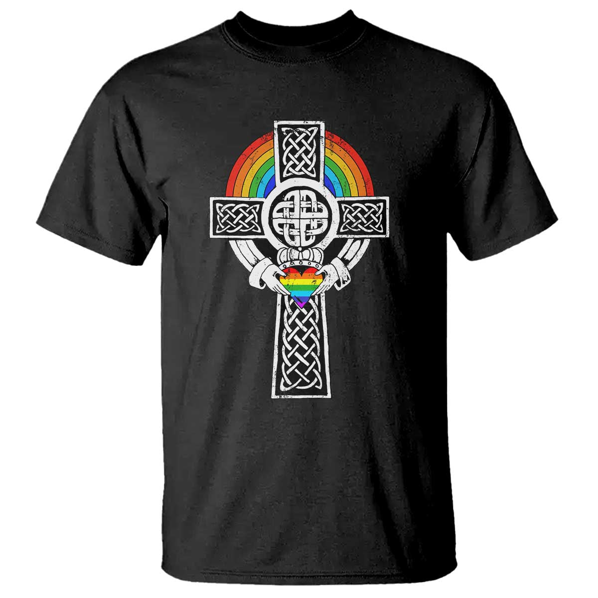 rainbow-celtic-claddagh-cross-t-shirt