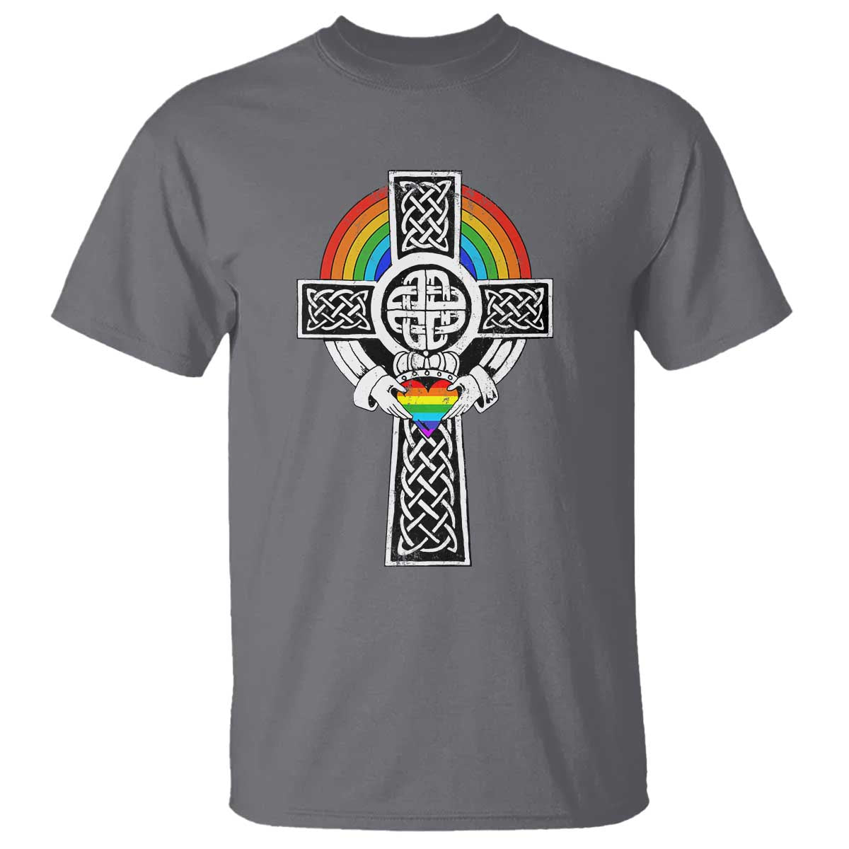 rainbow-celtic-claddagh-cross-t-shirt