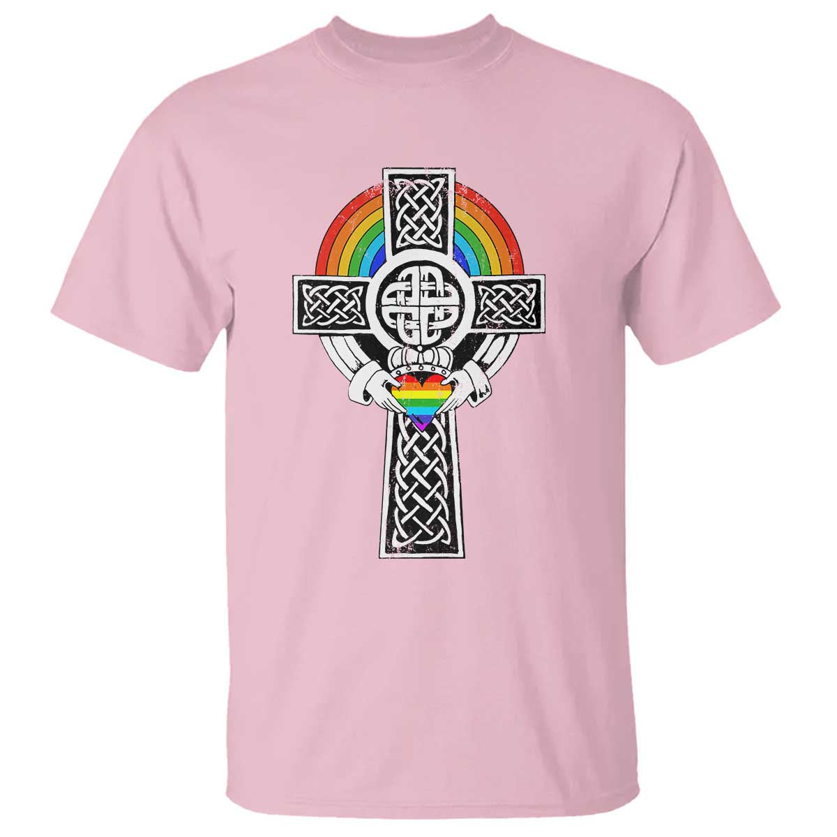 rainbow-celtic-claddagh-cross-t-shirt