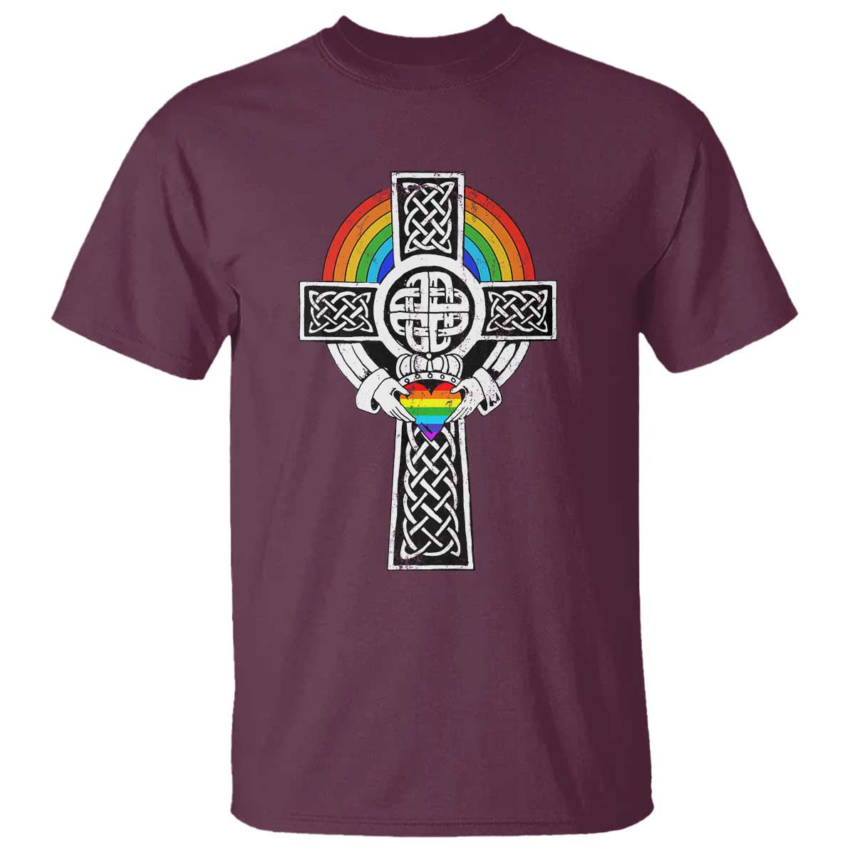 rainbow-celtic-claddagh-cross-t-shirt