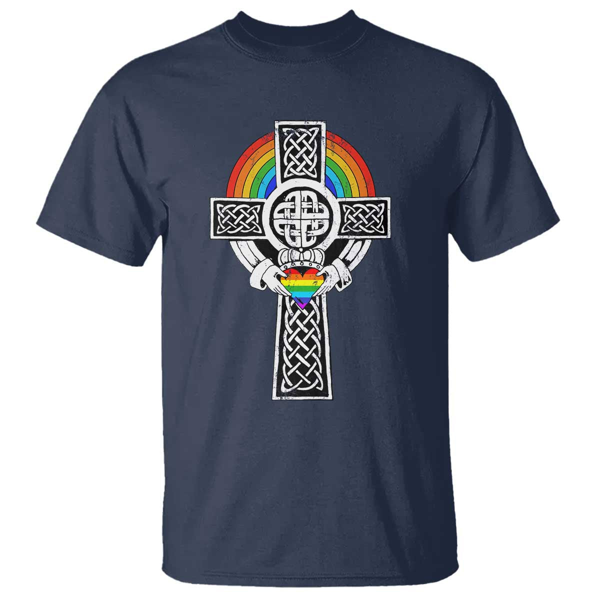 rainbow-celtic-claddagh-cross-t-shirt