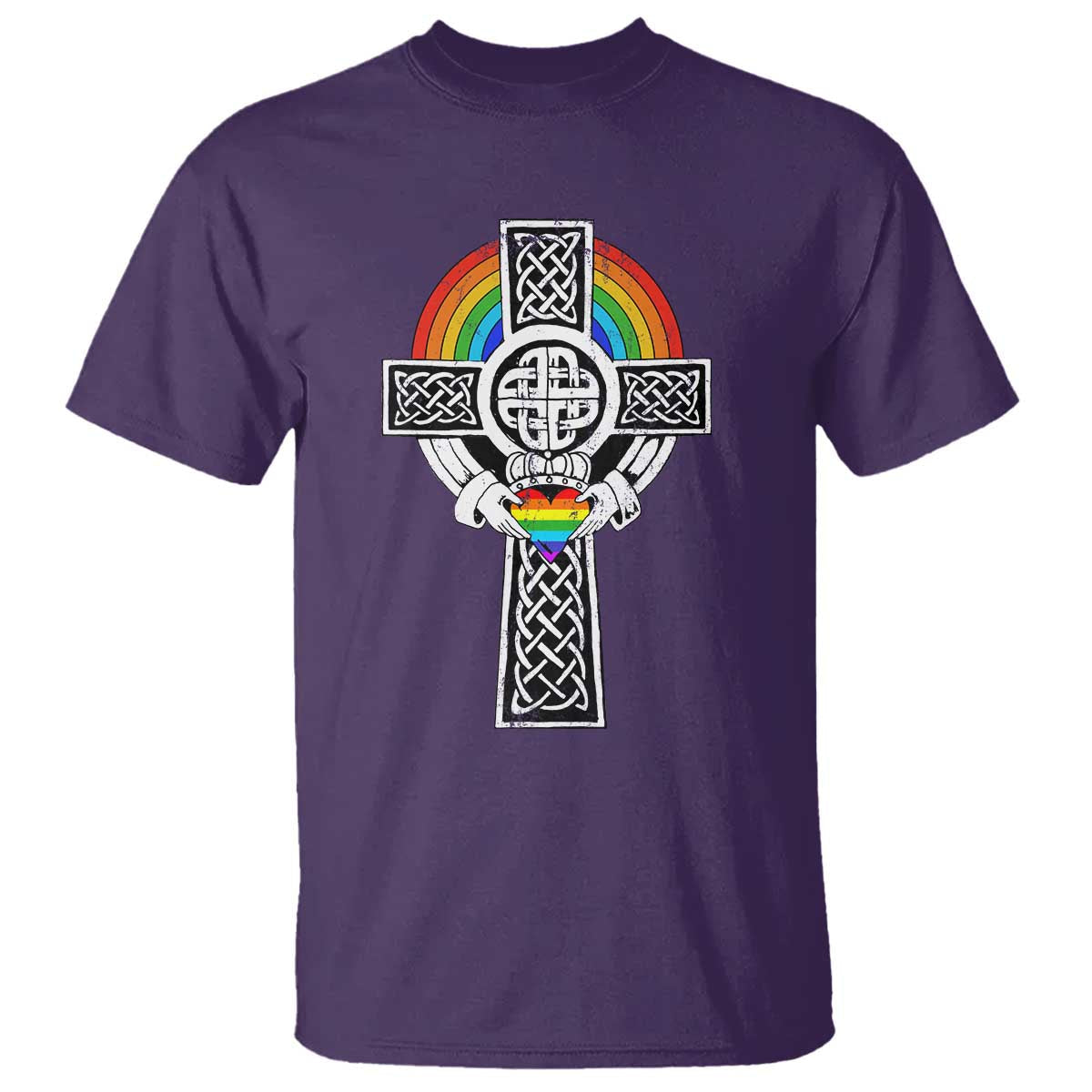 rainbow-celtic-claddagh-cross-t-shirt