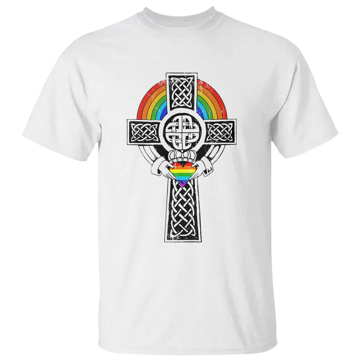 rainbow-celtic-claddagh-cross-t-shirt